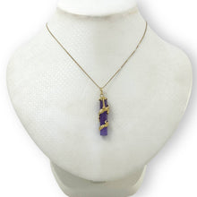 Load image into Gallery viewer, 14k Solid Yellow Gold Dragon Totem Column Lavender Jade Pendant Necklace