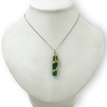 Load image into Gallery viewer, 14k Solid Yellow Gold Dragon Totem Column Green Jade Pendant Necklace
