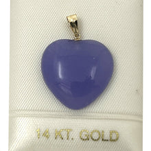 Load image into Gallery viewer, 2100312-Beautify-14k-Yellow-Gold-Bale-Cabochon-Love-Heart-Lavender-Jade-Pendant