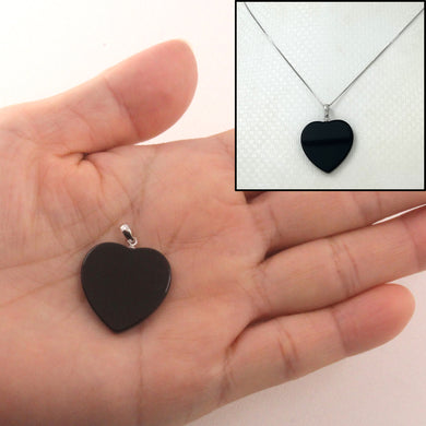 2100316-Beautify-14k-White-Gold-Bale-22mm-Flat-Plane-Love-Heart-Black-Onyx-Pendant