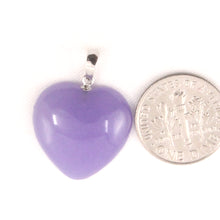 Load image into Gallery viewer, 14k Solid White Gold Cabochon Love Heart Lavender Jade Pendant