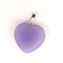 Load image into Gallery viewer, 14k Solid White Gold Cabochon Love Heart Lavender Jade Pendant
