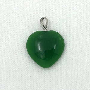 2100318-Beautify-14k-White-Gold-Bale-Cabochon-Love & Heart-Green-Jade-Pendant