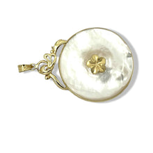 Load image into Gallery viewer, 14k Yellow Gold Hawaiian Plumeria Flower Disc Mother of Pearl Pendant Necklace