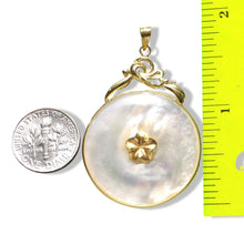 Load image into Gallery viewer, 14k Yellow Gold Hawaiian Plumeria Flower Disc Mother of Pearl Pendant Necklace