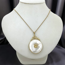 Load image into Gallery viewer, 14k Yellow Gold Hawaiian Plumeria Flower Disc Mother of Pearl Pendant Necklace