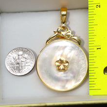 Load image into Gallery viewer, 14k Yellow Gold Hawaiian Plumeria Flower Disc Mother of Pearl Pendant Necklace