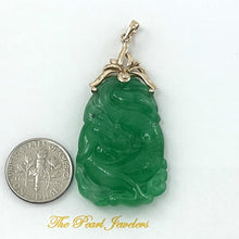 Load image into Gallery viewer, 2100335-Beautiful-Hand-Carving-Both-Sides-Green-Jade-14k-Gold-Pendant