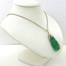 Load image into Gallery viewer, 2100335-Beautiful-Hand-Carving-Both-Sides-Green-Jade-14k-Gold-Pendant