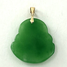 Load image into Gallery viewer, 2100393-14k-Yellow-Gold-Hand-Carving-Green-Jade-Buddha-Pendant