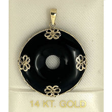 Load image into Gallery viewer, 2100401-14k-Gold-Butterflies-Disc-Black-Onyx-Pendant-Necklace