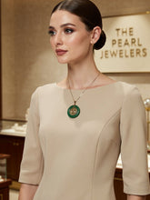 Load image into Gallery viewer, 14k Solid Gold Dragon Green Jade Donut Pendant