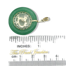 Load image into Gallery viewer, 14k Solid Gold Dragon Green Jade Donut Pendant
