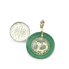 Load image into Gallery viewer, 14k Solid Gold Dragon Green Jade Donut Pendant