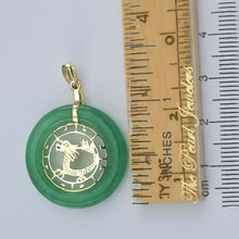 Load image into Gallery viewer, 14k Solid Gold Dragon Green Jade Donut Pendant
