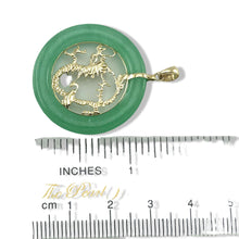Load image into Gallery viewer, 14K Solid Gold Dragon Green Jade Donut Pendant