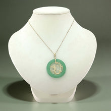Load image into Gallery viewer, 14K Solid Gold Dragon Green Jade Donut Pendant