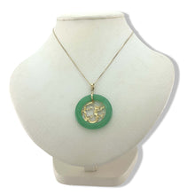 Load image into Gallery viewer, 14K Solid Gold Dragon Green Jade Donut Pendant