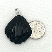 Load image into Gallery viewer, 2100546 Genuine Black Onyx Shell Solid 14k White Gold Pendant Necklace