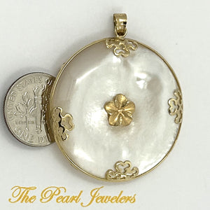2100570-14k-YG-Hawaiian-Plumeria-35mm-Disc-Mother-of-Pearl-Pendant-Necklace