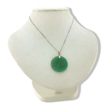 Load image into Gallery viewer, 14K Solid Yellow Gold Green Jade Dragon Disc Pendant