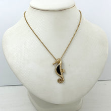 Load image into Gallery viewer, 2100831-14k-Gold-Seahorse-Design-Black-Onyx-Pendant-Necklace