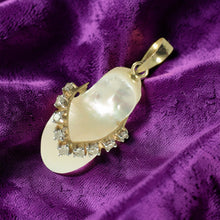 Load image into Gallery viewer, 14k Solid Yellow Gold Flip-Flop Slipper Diamonds Mother of Pearl Pendant