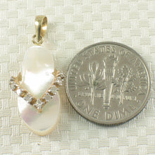 Load image into Gallery viewer, 14k Solid Yellow Gold Flip-Flop Slipper Diamonds Mother of Pearl Pendant