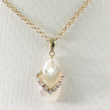 Load image into Gallery viewer, 14k Solid Yellow Gold Flip-Flop Slipper Diamonds Mother of Pearl Pendant