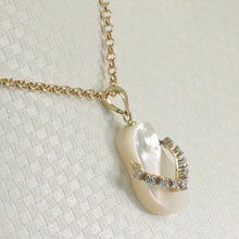 Load image into Gallery viewer, 14k Solid Yellow Gold Flip-Flop Slipper Diamonds Mother of Pearl Pendant