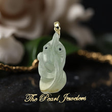 Load image into Gallery viewer, Natural Jadeite 14k Yellow Gold Bale Hand-Carved Goldfish Pendant Necklace