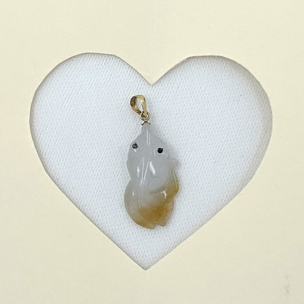 Natural Jadeite 14k Yellow Gold Bale Hand-Carved Goldfish Pendant 2100886D