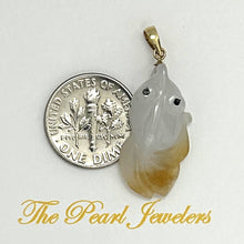 Load image into Gallery viewer, Natural Jadeite 14k Yellow Gold Bale Hand-Carved Goldfish Pendant 2100886D