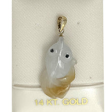 Load image into Gallery viewer, Natural Jadeite 14k Yellow Gold Bale Hand-Carved Goldfish Pendant 2100886D