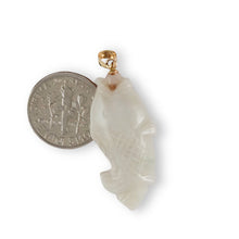 Load image into Gallery viewer, 14k Gold Hand-Carved Carp Pale Green Jadeite Pendant Necklace