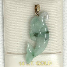 Load image into Gallery viewer, 2100906A-14k-Y/G-Dolphin-Natural-Jadeite-Pendant-Necklace