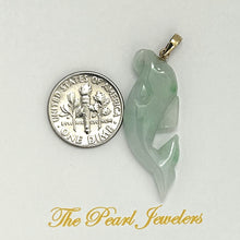 Load image into Gallery viewer, 2100906B-14kt-Gold-Dolphin-Natural-Jadeite-Pendant-Necklace