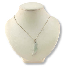 Load image into Gallery viewer, 14k Solid Yellow Gold Hand-Carved Dolphin Natural Jadeite Pendant Necklace