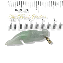 Load image into Gallery viewer, 14k Solid Yellow Gold Hand-Carved Dolphin Natural Jadeite Pendant Necklace