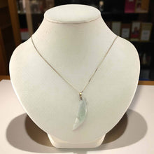 Load image into Gallery viewer, 14k Solid Yellow Gold Hand-Carved Dolphin Natural Jadeite Pendant Necklace