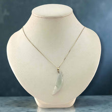Load image into Gallery viewer, 14k Solid Yellow Gold Hand-Carved Dolphin Natural Jadeite Pendant Necklace