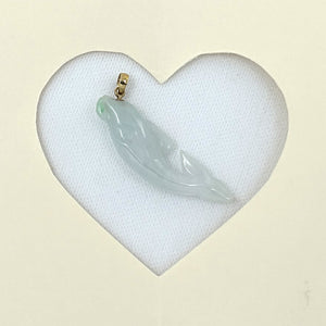 2100906C-14k-Y/G-Dolphin-Natural-Jadeite-Pendant-Necklace