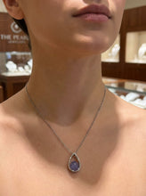 Load image into Gallery viewer, Lavender Jade Raindrop Pendant with Diamond – 14k White Gold