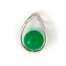 Load image into Gallery viewer, Green Jade Raindrop Pendant with Diamond – 14k White Gold