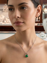 Load image into Gallery viewer, Green Jade Raindrop Pendant with Diamond – 14k White Gold