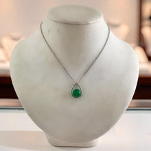 Load image into Gallery viewer, Green Jade Raindrop Pendant with Diamond – 14k White Gold