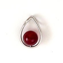Load image into Gallery viewer, Red Carnelian Raindrop Pendant with Diamond – 14k White Gold