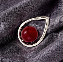 Load image into Gallery viewer, Red Carnelian Raindrop Pendant with Diamond – 14k White Gold