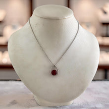 Load image into Gallery viewer, Red Carnelian Raindrop Pendant with Diamond – 14k White Gold