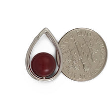 Load image into Gallery viewer, Red Carnelian Raindrop Pendant with Diamond – 14k White Gold